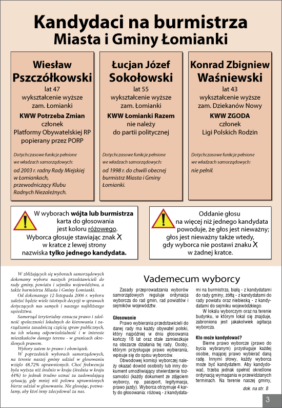 Specjalne - wyborcze - wydanie Gazety Łomiankowskiej